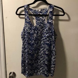 Racer back silk blend tank with silver trim